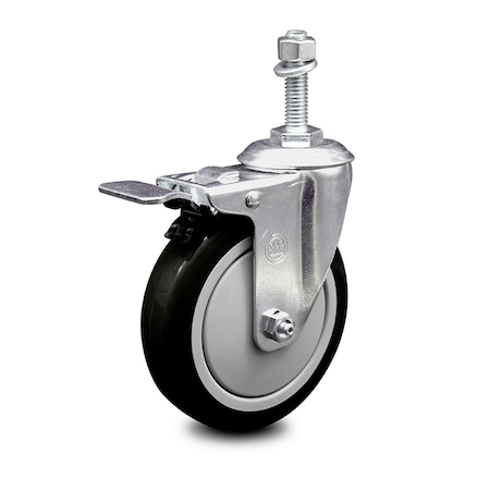 Service Caster 5 Inch Black Polyurethane Swivel 10mm Stem Caster with Total Lock Brake SCC SCC-TSTTL20S514-PPUB-BLK-M1015